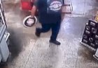 Em Goiás: Cliente pega carne, esconde em capacete de moto e vai embora de supermercado sem pagar