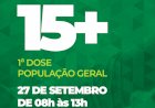Prefeitura de Ceres comunica vacinação contra a covid 19 15+ 27 de setembro das 8 hrs às 13 hrs