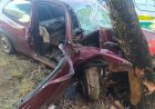 Acidente mata mulher e deixa homem e duas crianças feridas na BR-153, em Nova Glória