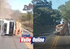 Caminhão tomba na GO-230 e deixa trânsito parcialmente interditado na ''Serra do Brás'', em Uruana - Goiás