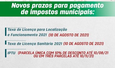 Município de Ceres  informa novos prazos para pagamento de impostos municipais