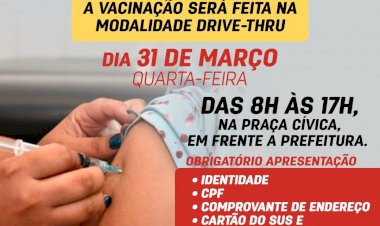 Atenção município de Ceres informa que a vacina de idoso de 66 anos ou mais a vacinação será nesta quarta-feira