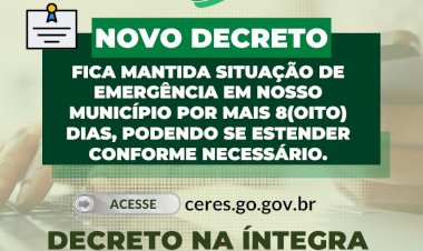 Prefeitura de Ceres informa novo decreto Covid-19