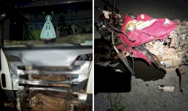Motociclista morre ao colidir de frente com carreta na BR-153, em Nova Glória