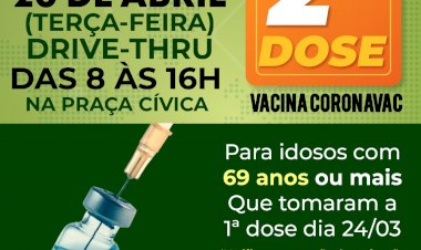 A Secretaria Municipal da Saúde convoca os idosos com 69 anos ou mais que se vacinaram com a 1º DOSE da vacina CORONAVAC