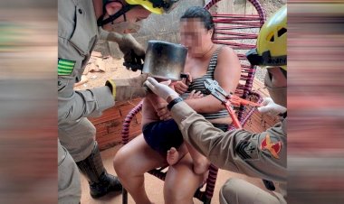 Menino fica com panela de pressão presa na cabeça em Carmo do Rio Verde