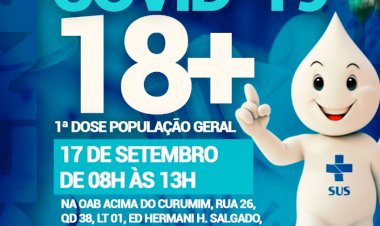 Prefeitura de Ceres comunica vacinação contra a covid 19 18+ dia 17 de setembro das 8 hrs às 13 hrs