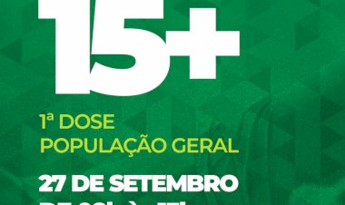 Prefeitura de Ceres comunica vacinação contra a covid 19 15+ 27 de setembro das 8 hrs às 13 hrs