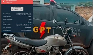 GPT- Ceres no combate ao crime de Furto/Roubo: GPT de Ceres faz apreensão de motocicleta roubada em Goiânia