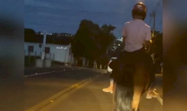 Vídeo: jovem usa capacete enquanto anda a cavalo em Jaraguá, Goiás