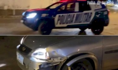 Motociclista que bateu em carro em frente à sede da PM foi presos por estar bêbado