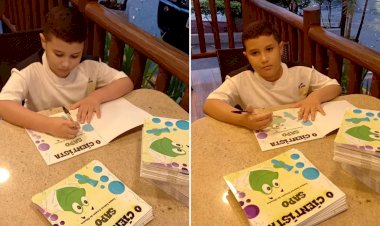 Menino que escreveu o primeiro livro aos 3 anos surpreende ao lançar o segundo aos 8, em Goiânia