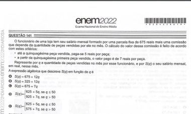 Questão do Enem 2022 de matemática sobre salário e comissão não tem resposta, dizem cursinhos