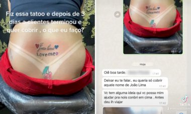 Em Goiás: Mulher tatua nome do namorado, termina três dias depois e pede ajuda ao tatuador para remover