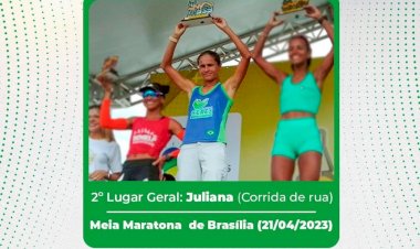 Atleta Juliana leva o nome de Ceres ao pódio na meia Maratona de Brasília 21 quilômetros