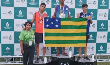 Atletas do projeto de Atletismo de Rialma disputaram a fase estadual dos Jogos Estudantis do Estado de Goiás