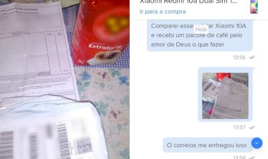Mulher compra celular pela internet e recebe pacote de café