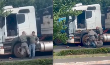 PM dá tapas em caminhoneiro durante abordagem em avenida de Goiás