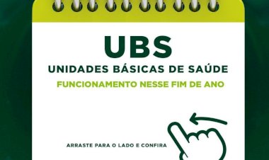 Ceres: Entre os dias 26 e 29 de dezembro, as Unidades Básicas de Saúde trabalharão em escala de revezamento