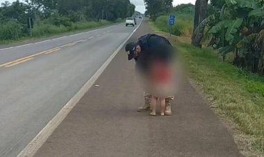 PRF resgata criança de 4 anos que caminhava sozinha pela BR-135, em Uruaçu, diz PRF