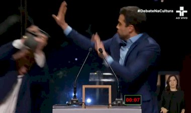Datena agride Marçal com cadeirada durante o debate na TV Cultura