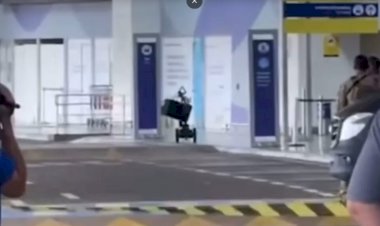 Robô do Esquadrão Antibomba remove pacote suspeito deixado no Aeroporto de Goiânia