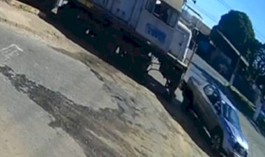 Motorista erra marcha e carro quase é atropelado por locomotiva em Catalão